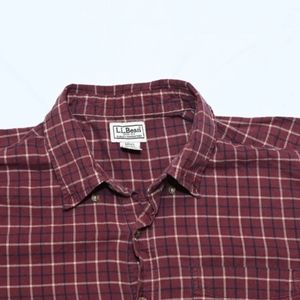 LL Bean Mens Flannel Large Regular Red and Blue Plaid